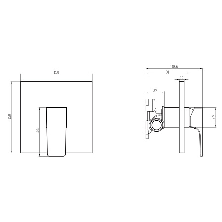 Смеситель для душа Villeroy & Boch Architectura Square TVS12500200076 золото