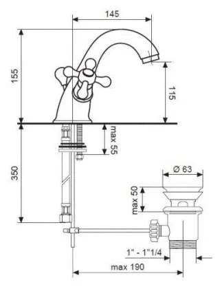 Смеситель для раковины Emmevi Deco Classic 12013OR золото