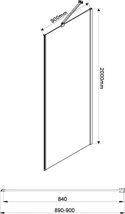 Боковая стенка Vincea Extra VSG-1E900CL прозрачная, хром