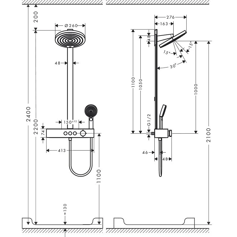 Душевая система Hansgrohe Pulsify 24241700 белый , серый