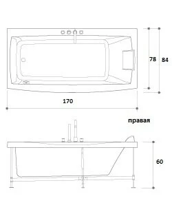 Акриловая ванна Jacuzzi Versa 9450-091A Sx/Dx белый