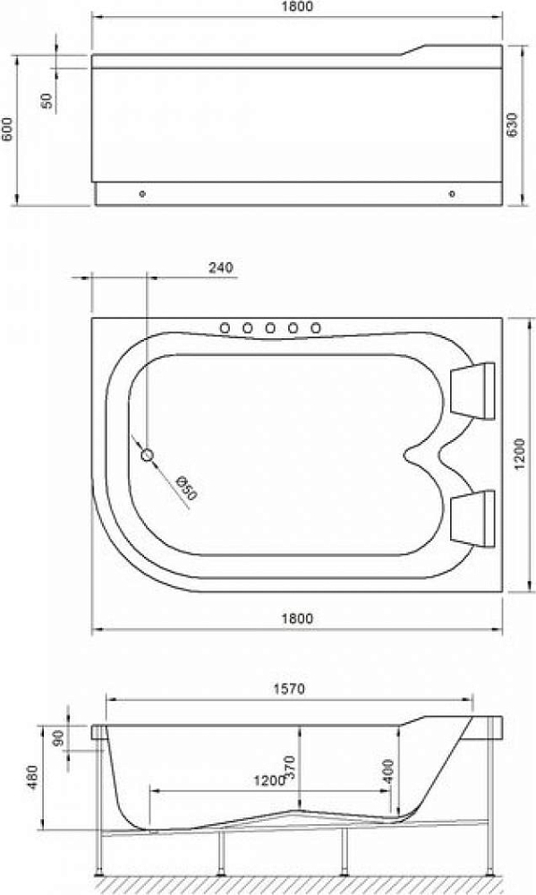 Акриловая ванна Royal Bath Norway Comfort 180х120 см RB331100CM-R с гидромассажем