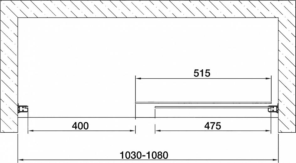 Душевая дверь в нишу Vegas Glass ZP 105 05 01, профиль бронза, стекло прозрачное