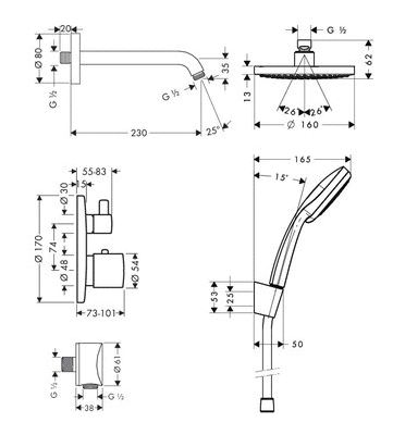 Душевой комплект Hansgrohe Croma160 26473000