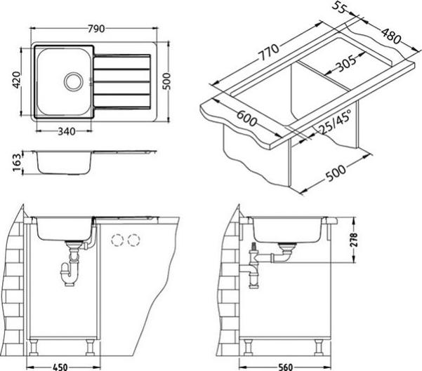 Кухонная мойка Alveus Line 80 1066750