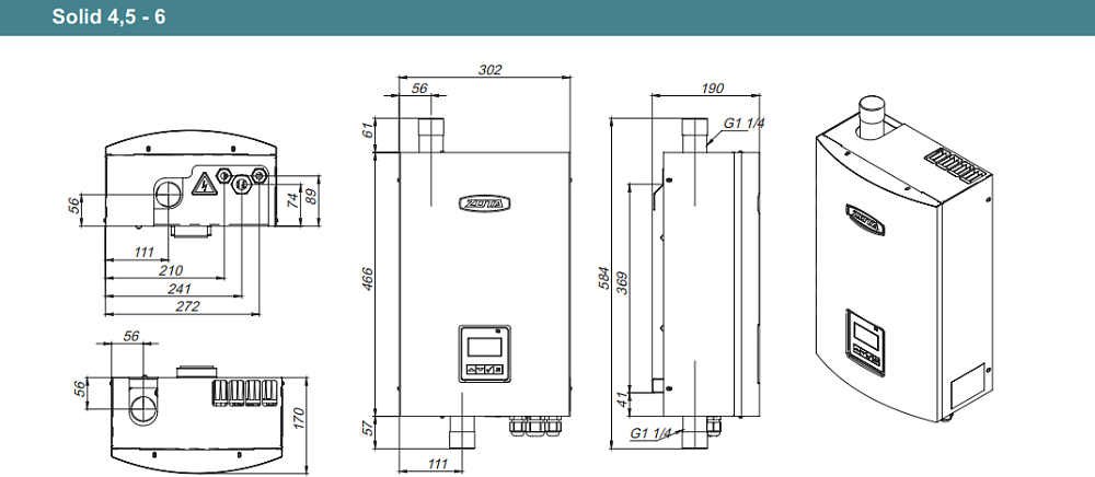 Электрический котел Zota Solid-6 SS 346842 0006 (6 кВт)