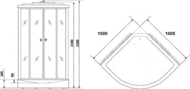 Душевая кабина Niagara Standart+ 3020154N 100х100х220 стекло мозаика