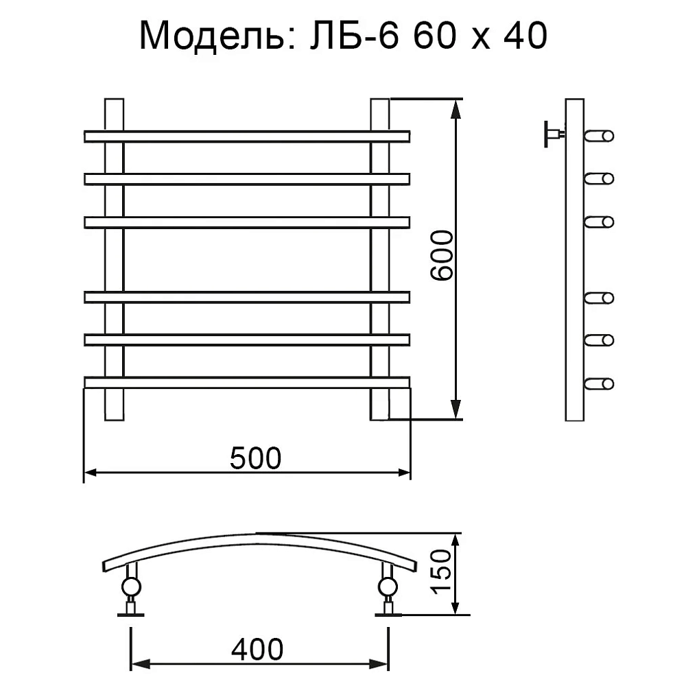 Полотенцесушитель водяной Ника Bamboo ЛБ 6 60/40 хром