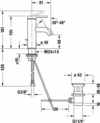 Смеситель Duravit C.1 C11010001010 для раковины