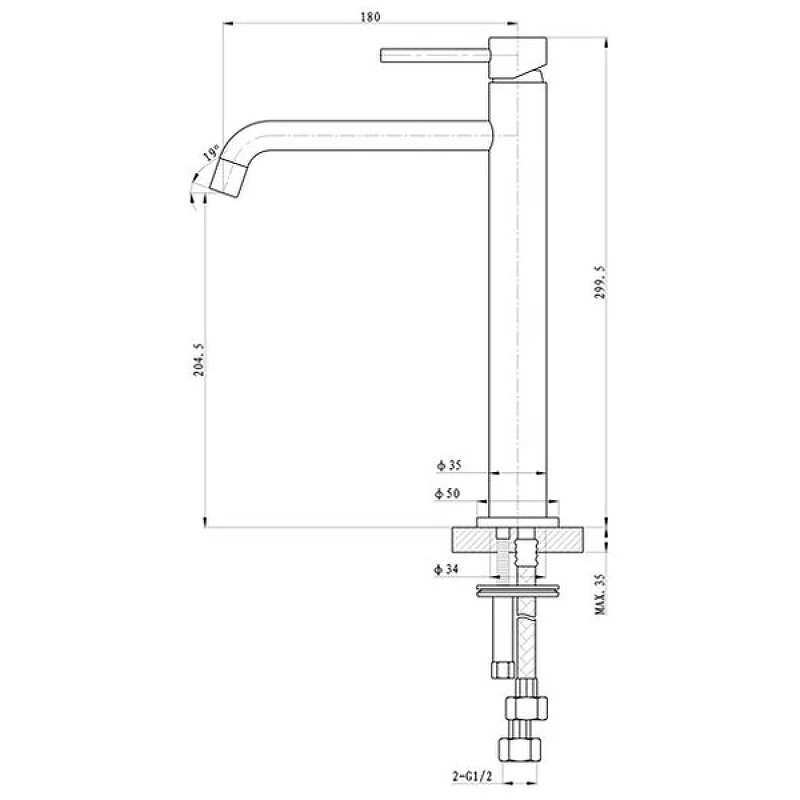 Смеситель для раковины Caprigo Don 53-025-BRG золото