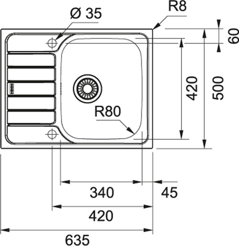 Кухонная мойка 63 см Franke Spark SKN 611-63 101.0605.605, нержавеющая сталь