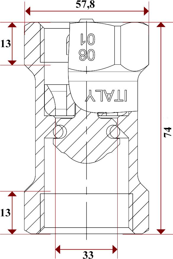 Обратный клапан Itap 101 Block 1 1/2" пружинный с пластиковым седлом