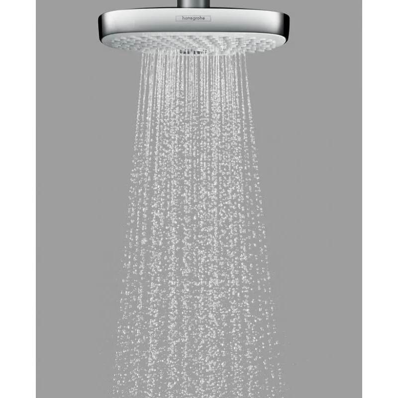 Верхний душ Hansgrohe Select E, 30 х 16 см, EcoSmart, 2 режима струи, с держателем, хром, 26609000