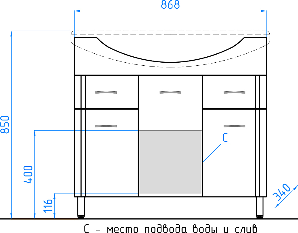 Тумба для комплекта Style Line Эко Стандарт №26 90 белая