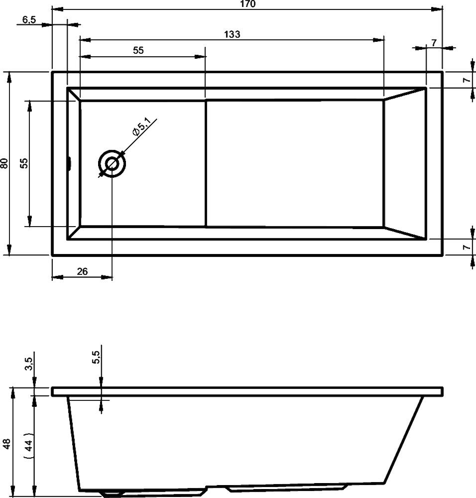 Акриловая ванна Riho Lusso Plus 170х80 B006001005