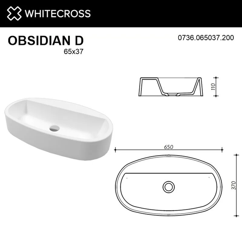 Раковина накладная Whitecross Obsidian 0736.065037.200 белый