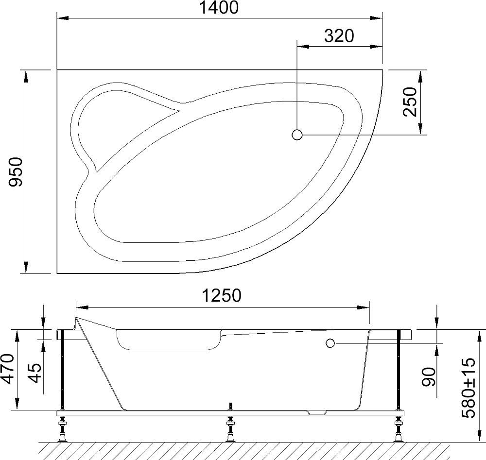 Акриловая ванна Royal Bath Alpine 140 см RB 819103 L 140 см