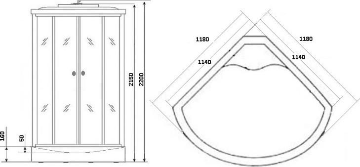 Душевая кабина Niagara Standart+ 50120134 NG- 5012-01 120х120х220 стекло тонированное