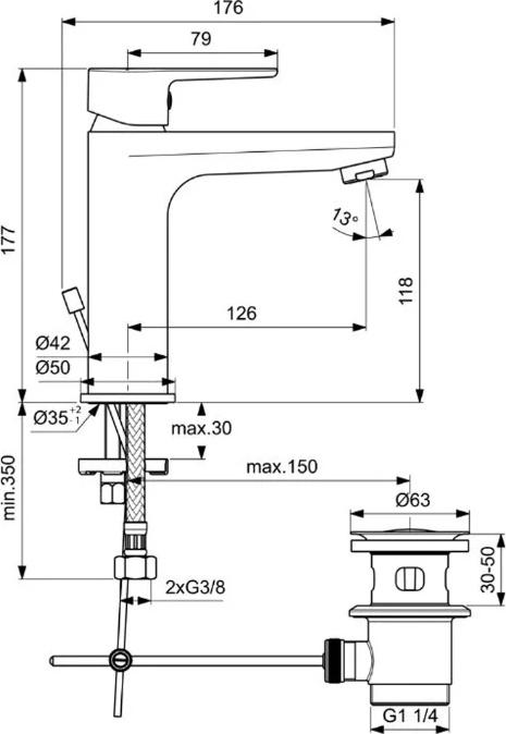 Смеситель для раковины Ideal Standard Sesia BC201AA, хром