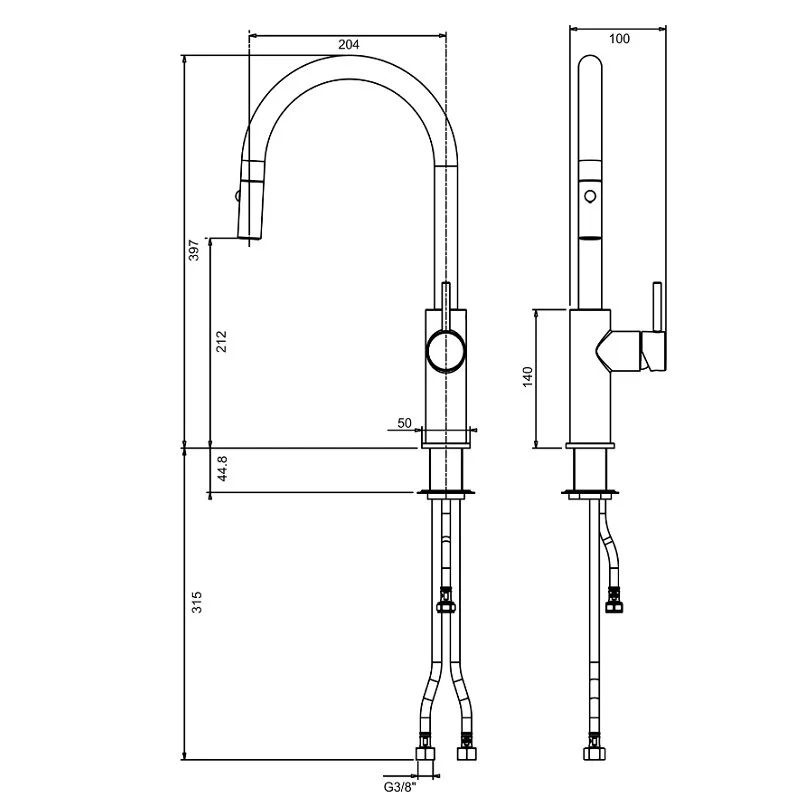 Смеситель для кухни QD Magistro LAB Kitchen 8581610NO черный