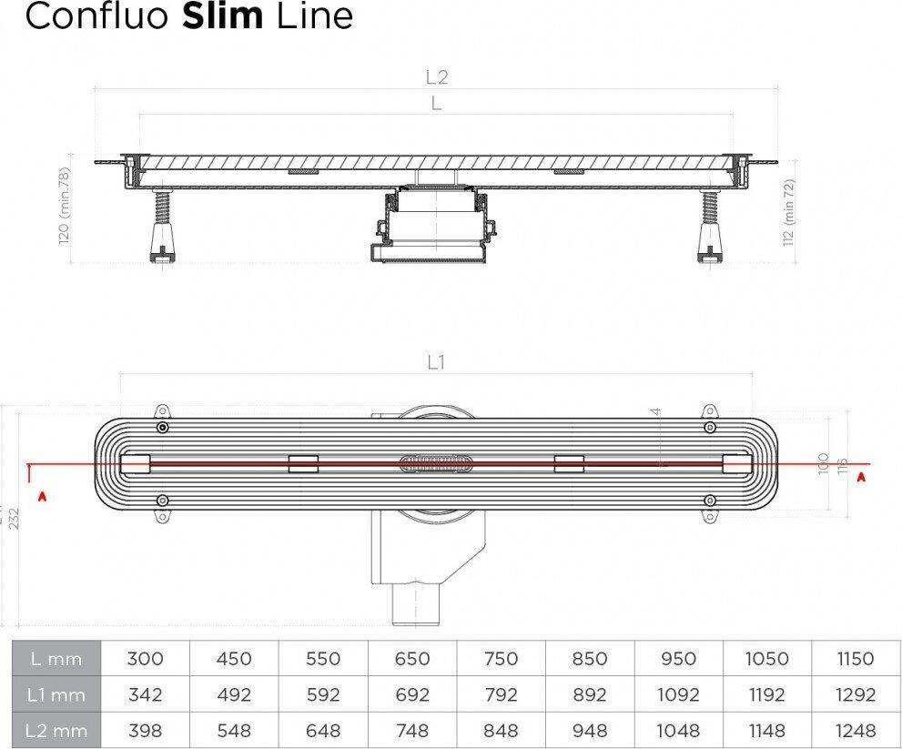 Душевой лоток Pestan Confluo Slim Line 450+ 13100023, хром