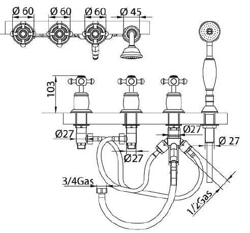 Смеситель для душа Bandini Antica 616640KK06SC золото