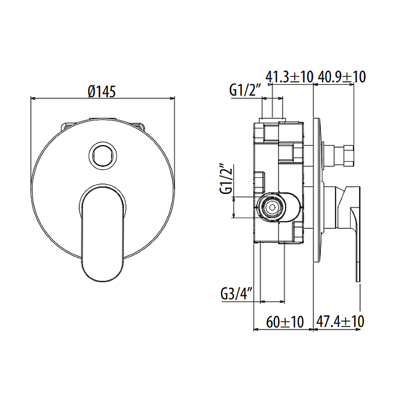 Смеситель для душа Gattoni H2Omix7000 7003470C0.CH, хром