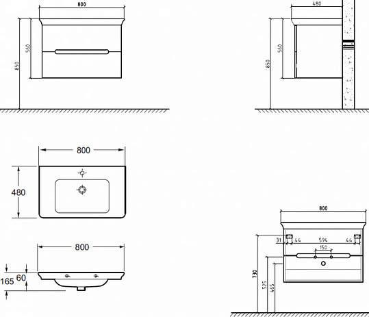 Тумба для комплекта BelBagno TORINO-800-2C-SO-BL bianco lucido