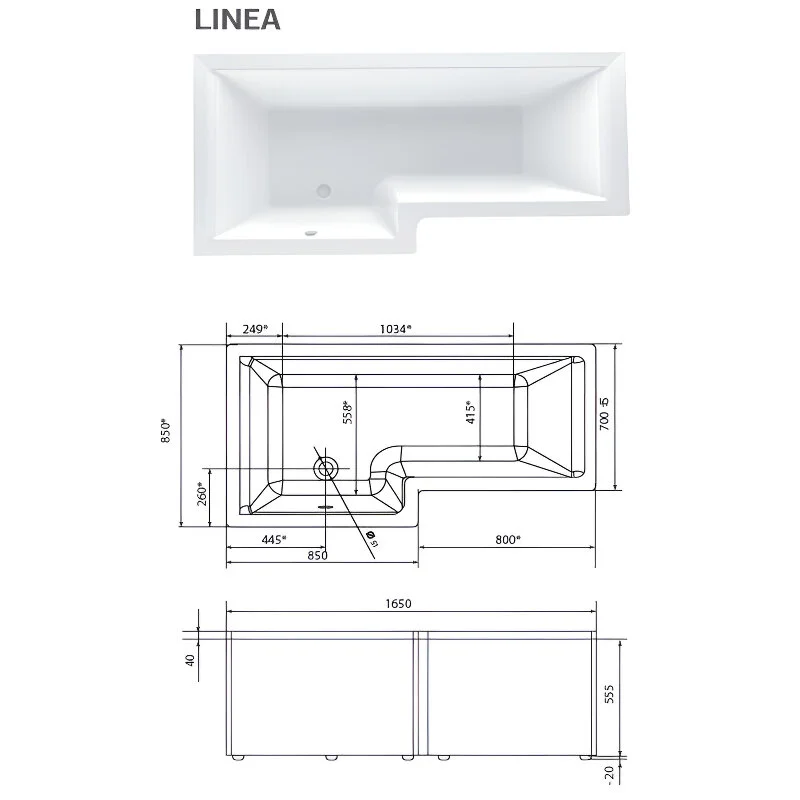 Акриловая ванна 1MarKa Linea 01лин16585пкп белый