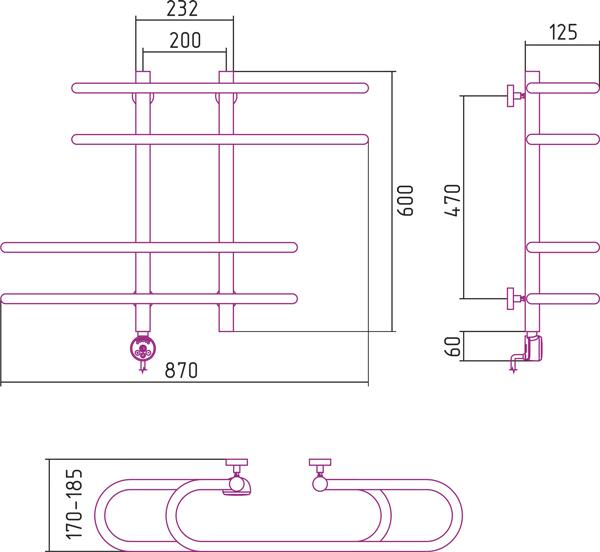 Полотенцесушитель электрический Сунержа Фурор 60x90 L