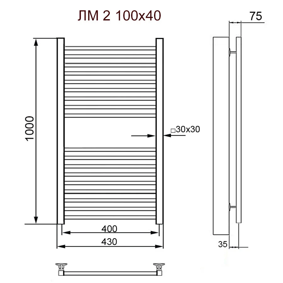 Полотенцесушитель водяной Ника Modern ЛМ 2 100/40 хром