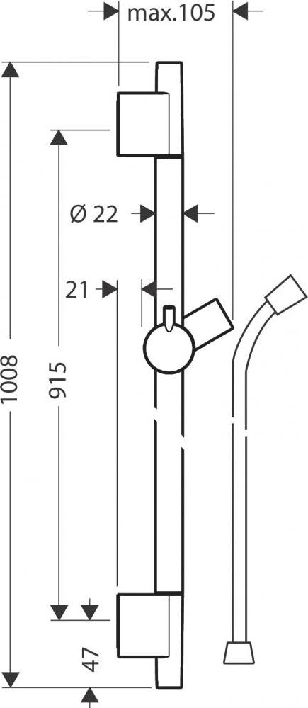 Душевая штанга Hansgrohe Unica S Puro 90 28631670, черный матовый