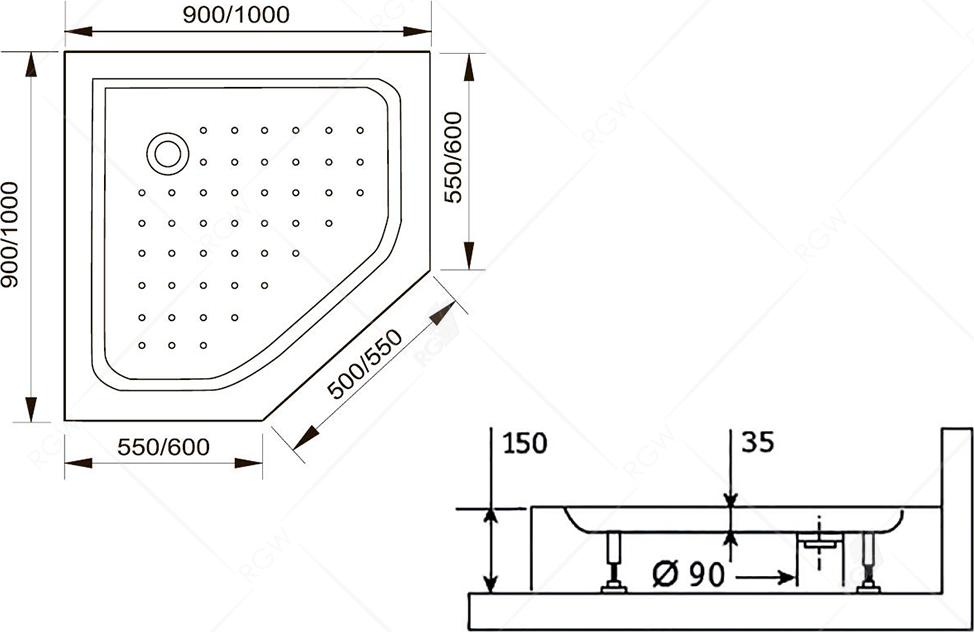 Душевой поддон RGW LUX/TN-TR 16180599-41 90x90 см, белый