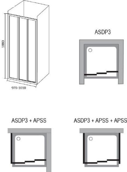 Душевой уголок Ravak ASDP3-100+APSS-90 Grape профиль белый