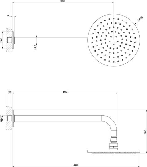 Верхний душ с кронштейном Gessi Inciso 58148#299, black XL