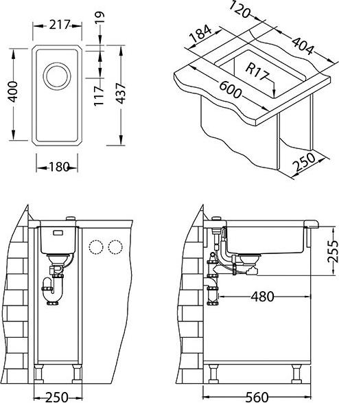 Кухонная мойка Alveus Kombino 10 - Monarch 1122672, бронза