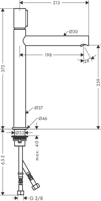 Смеситель для раковины Axor Uno 45014000, хром