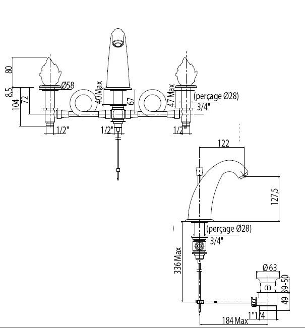 Смеситель для раковины Cristal-et-Bronze Odiot 25901-78 золото