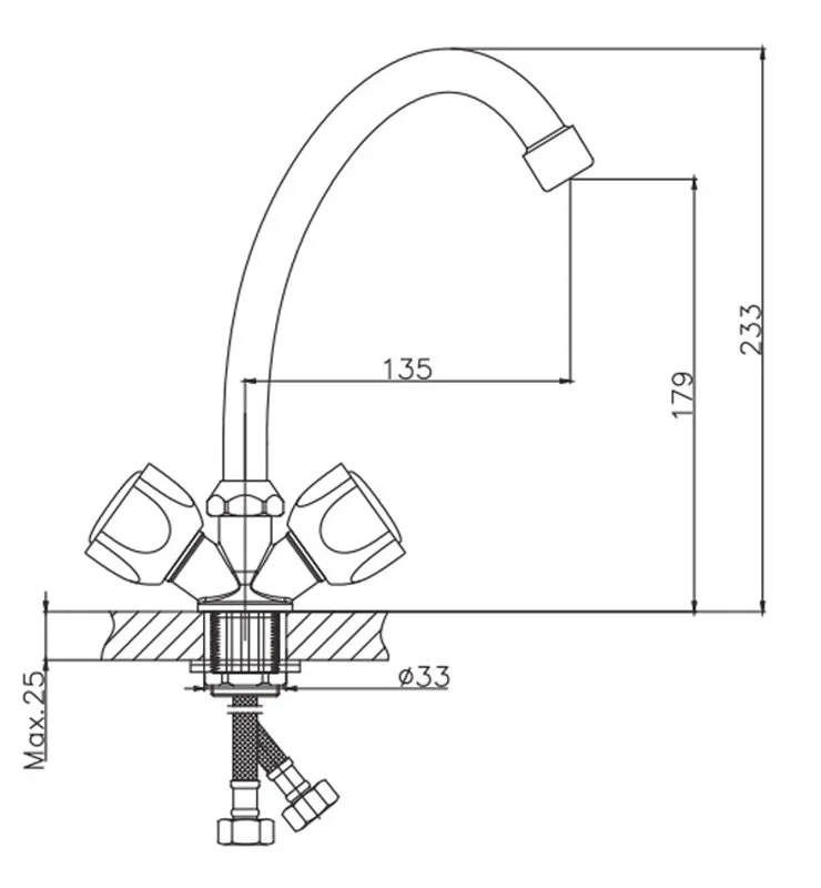 Смеситель для кухни Cron CN09 CN4009-2 хром