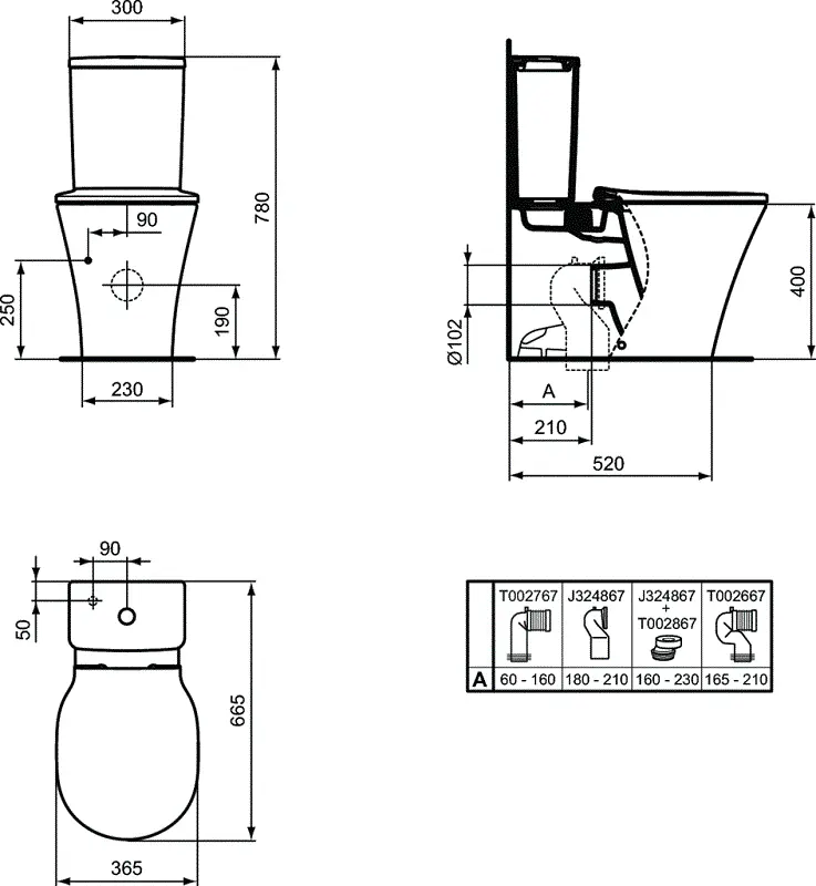 Напольный унитаз Ideal Standard Connect Air AquaBlade® E013701 с бачком E073401, безободковый