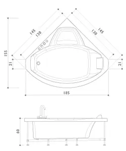 Акриловая ванна Jacuzzi Uma 9450-074A Dx белый