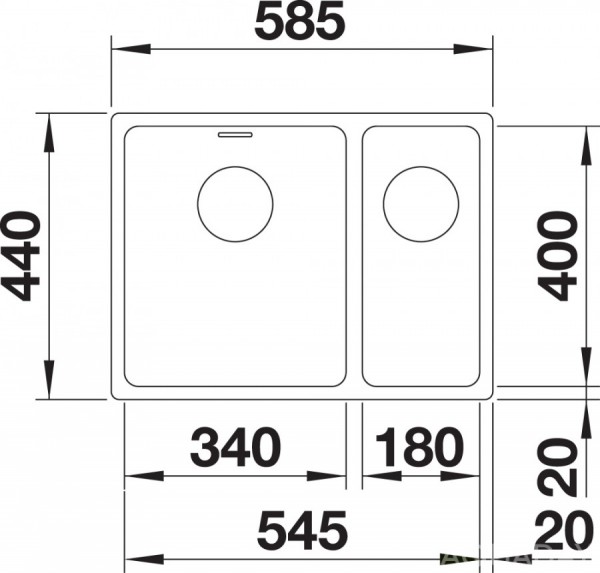 Кухонная мойка Blanco Andano 340/180-U 522979 чаша слева