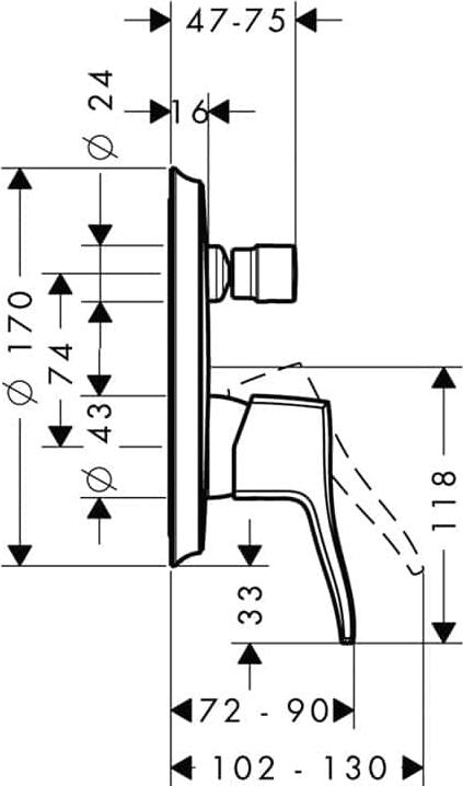 Смеситель для ванны Hansgrohe Metris Classic 31485820, никель