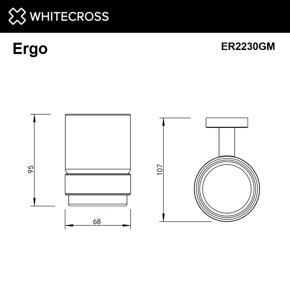 Стакан подвесной Whitecross Ergo ER2230GM оружейная сталь