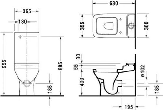 Напольный унитаз Duravit PuraVida 2119090064 с бачком 0872700005