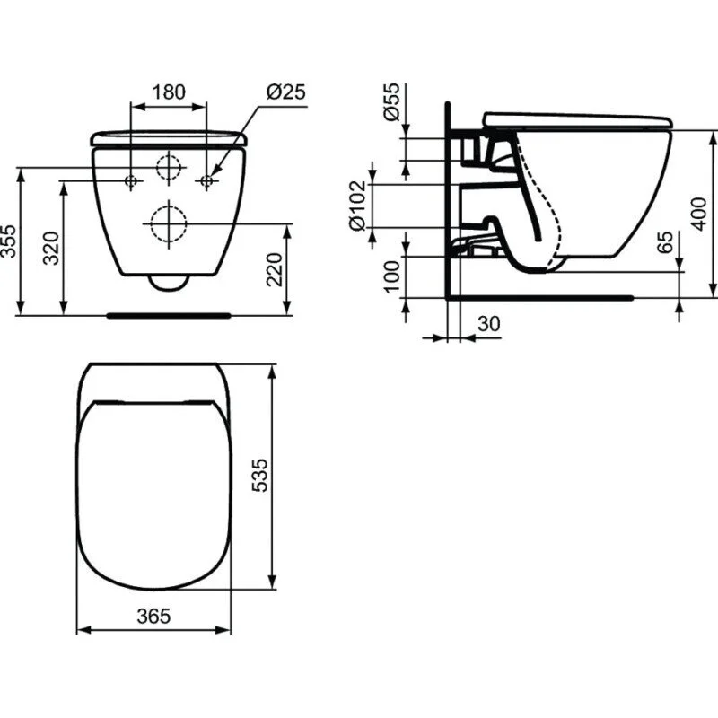 Инсталляция Ideal Standard Prosys с унитазом Tesi Rimless, PR386801, сиденье микролифт, комплект