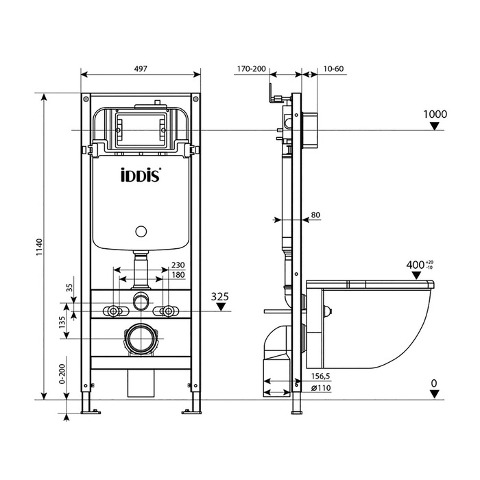 Инсталляция Iddis Optima Home OPH00GCi32K с клавишой смыва, белый