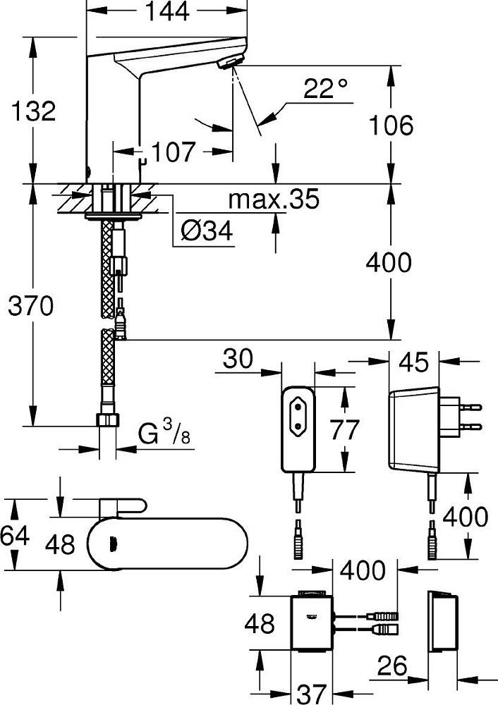 Смеситель Grohe Eurosmart Cosmopolitan E 36325001 для раковины