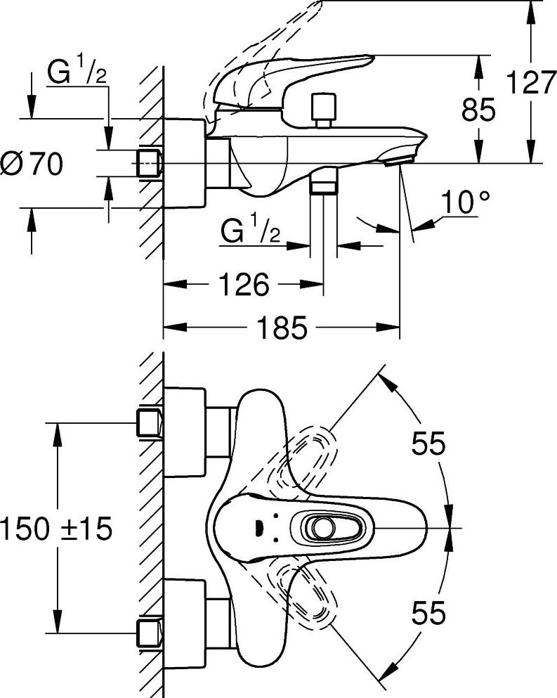 Смеситель Grohe Eurostyle New 33591LS3 для ванны с душем белая луна