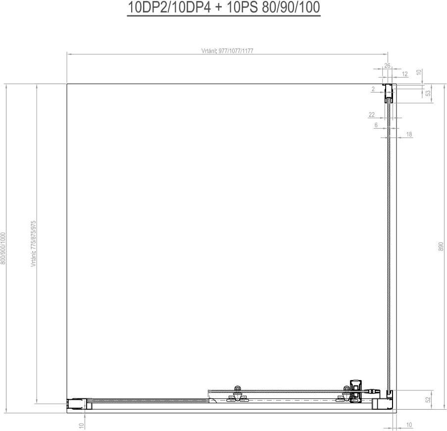 Душевой уголок Ravak 10° 10DP2-110+10PS-90 блестящий+транспарент